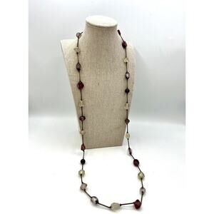 Vintage Multicolor Long Strand Glass Bead Necklace 19" Length Art Deco